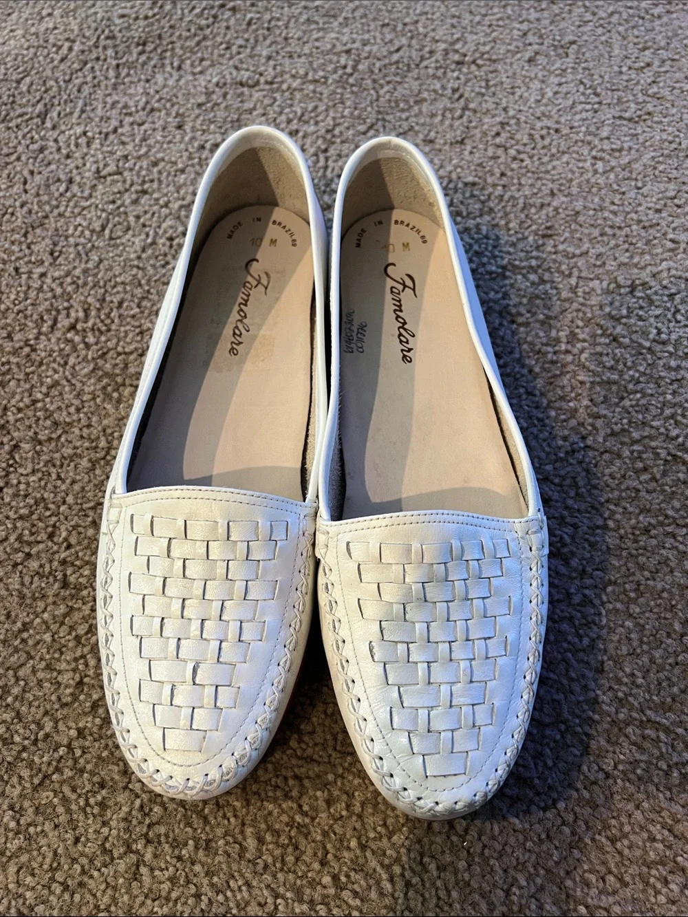 Famolare Women's White Woven Slip-On Loafers
